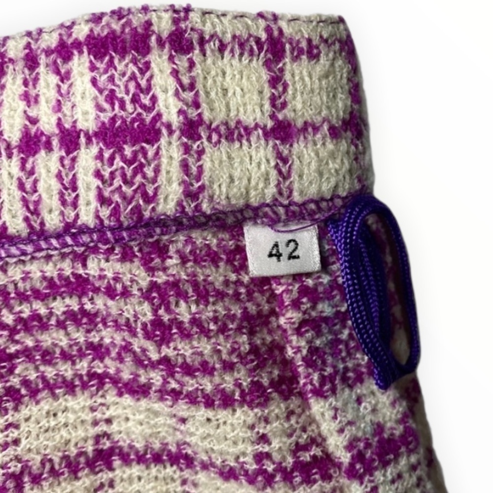Vintage Missoni Plaid Knit Skirt pinkish/purple Cream Button Front SZ 42 - Picture 5 of 5